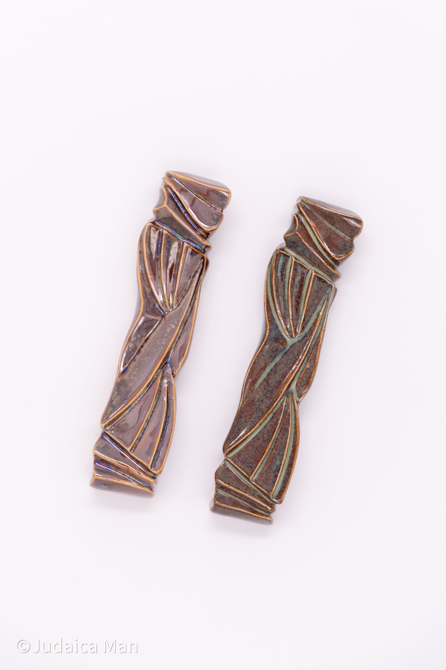 Ceramic mezuzah case "Sun Shin" marine blue color