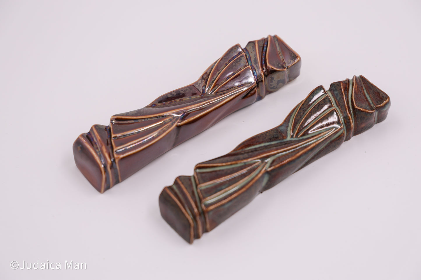Ceramic mezuzah case "Sun Shin" marine blue color