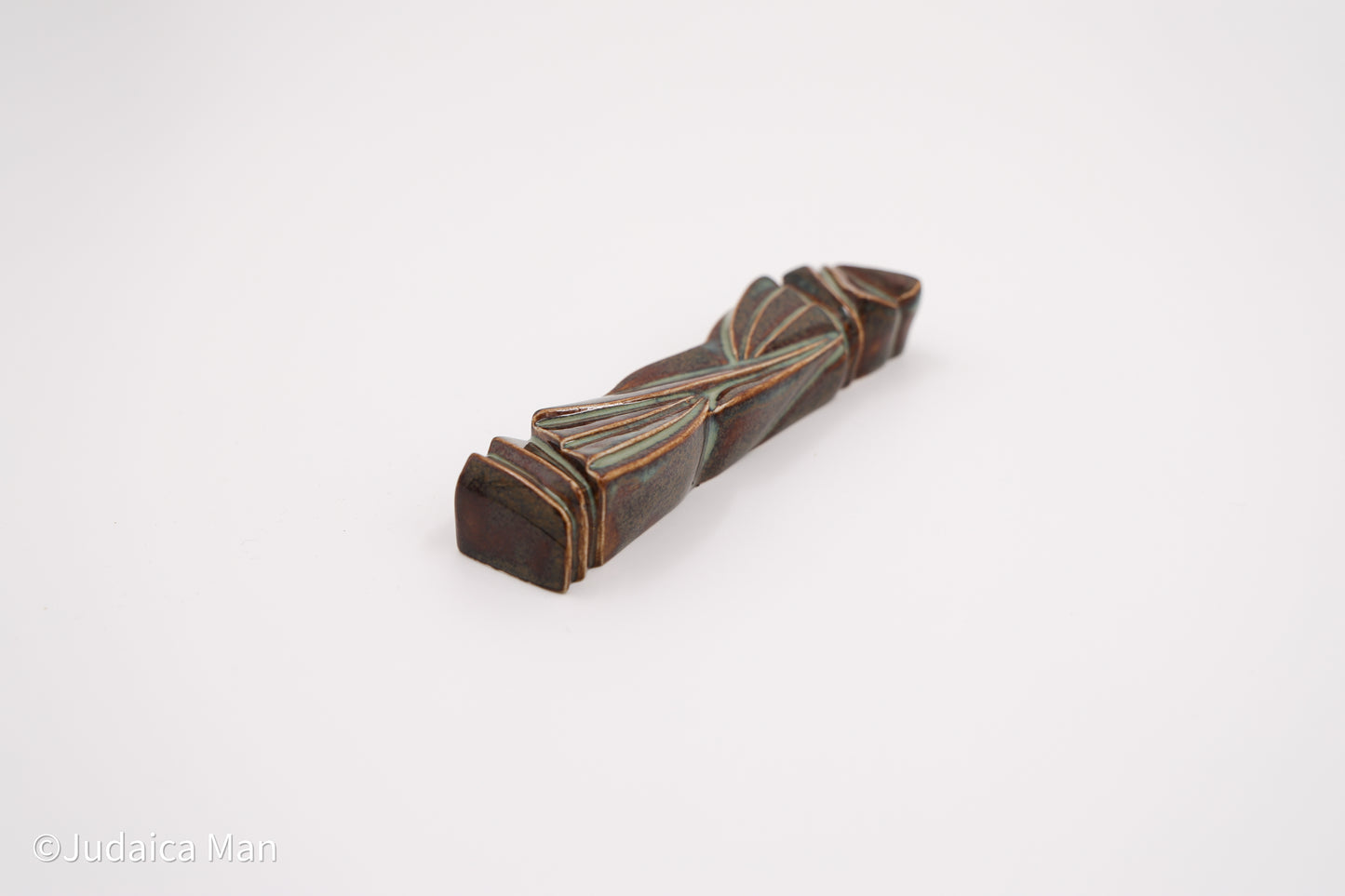 Ceramic mezuzah case "Sun Shin" marine blue color