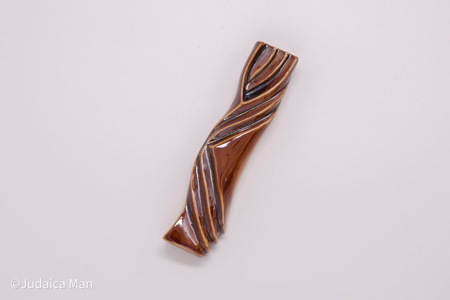 Ceramic mezuzah case "Kalah- Bride" brown shiny color