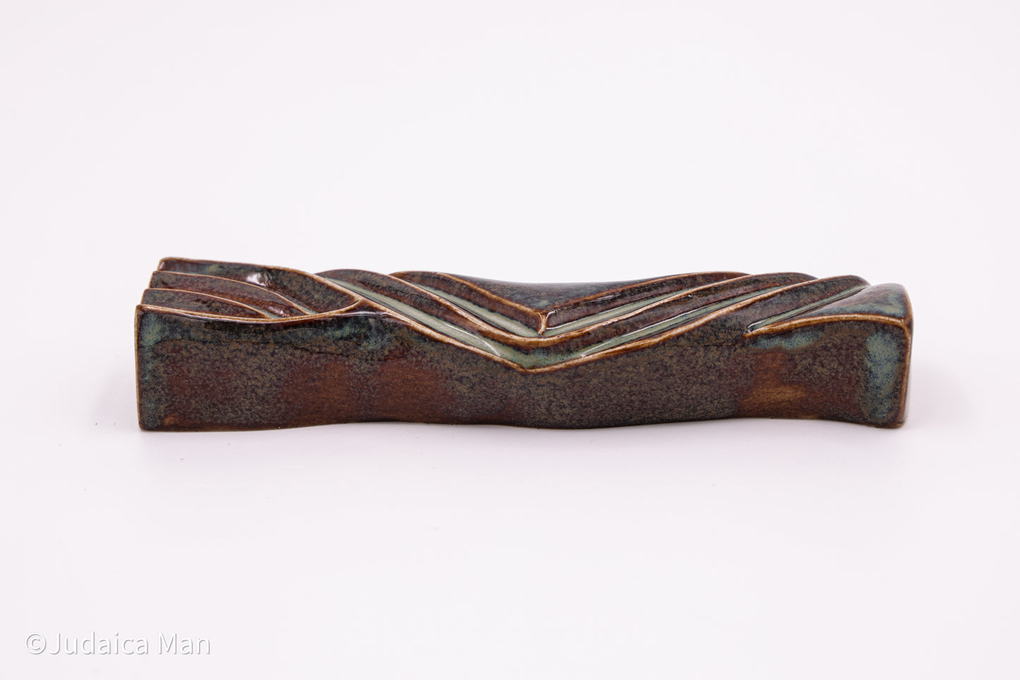 Ceramic mezuzah case "Kalah- Bride" blue brown color