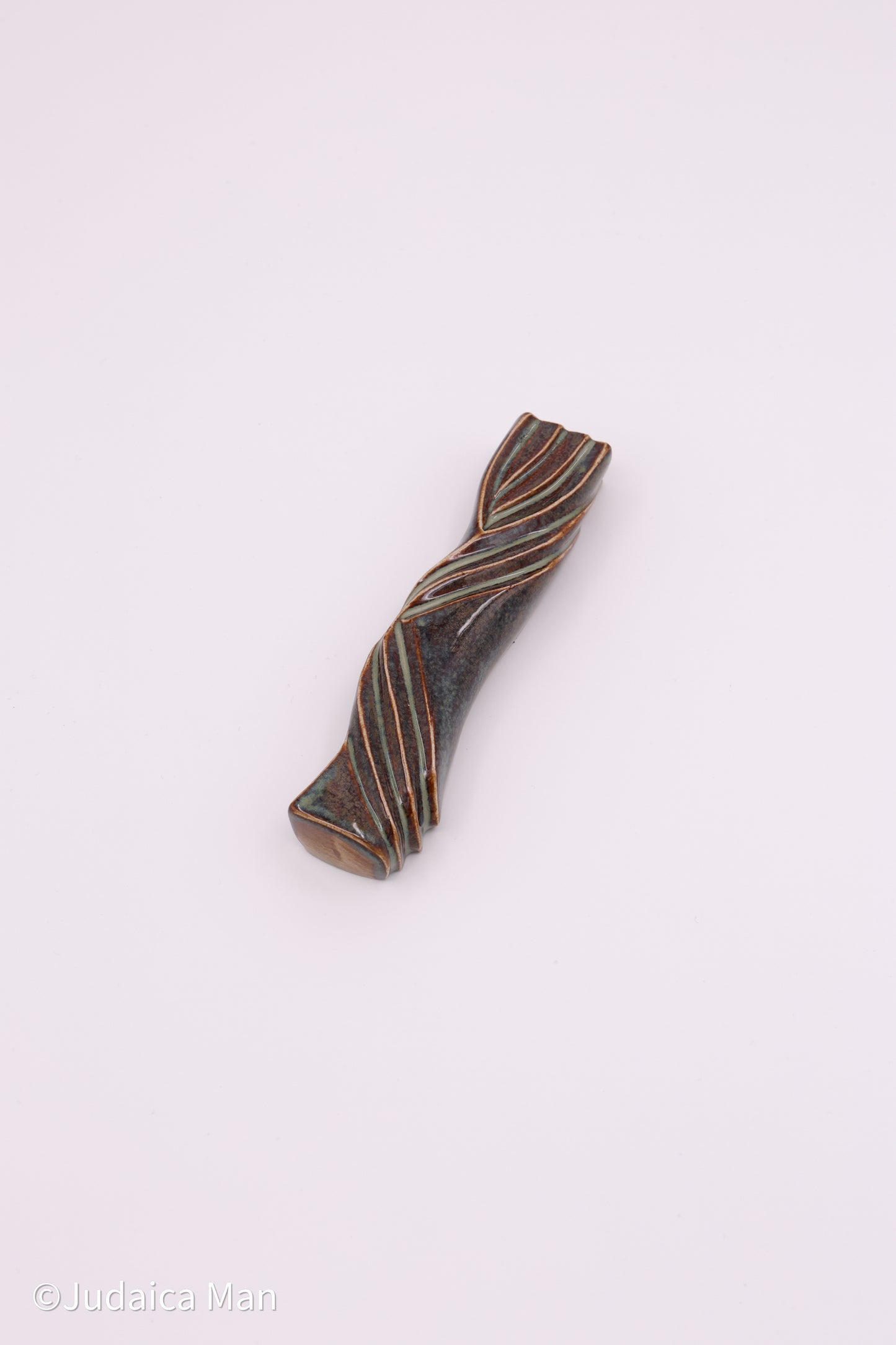 Ceramic mezuzah case "Kalah- Bride" blue brown color