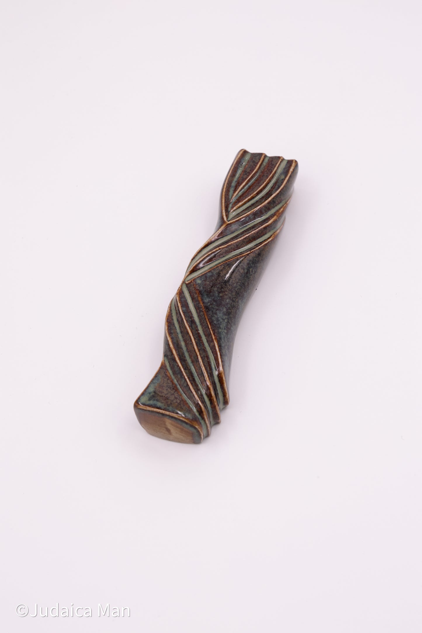 Ceramic mezuzah case "Kalah- Bride" blue brown color