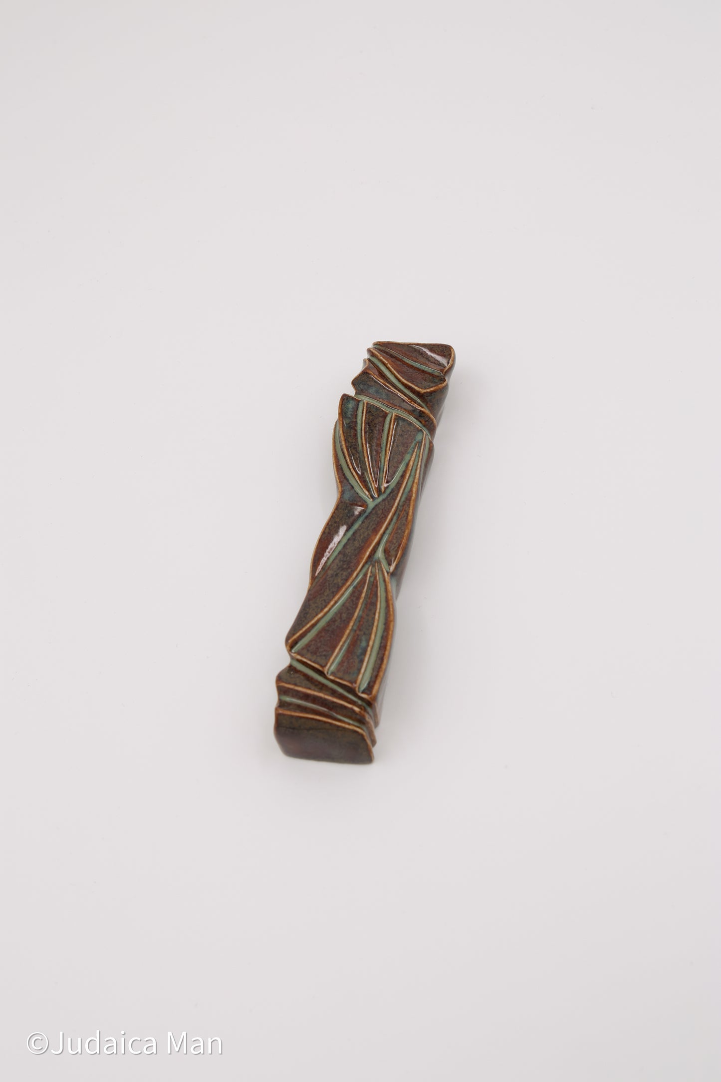 Ceramic mezuzah case "Sun Shin" marine blue color