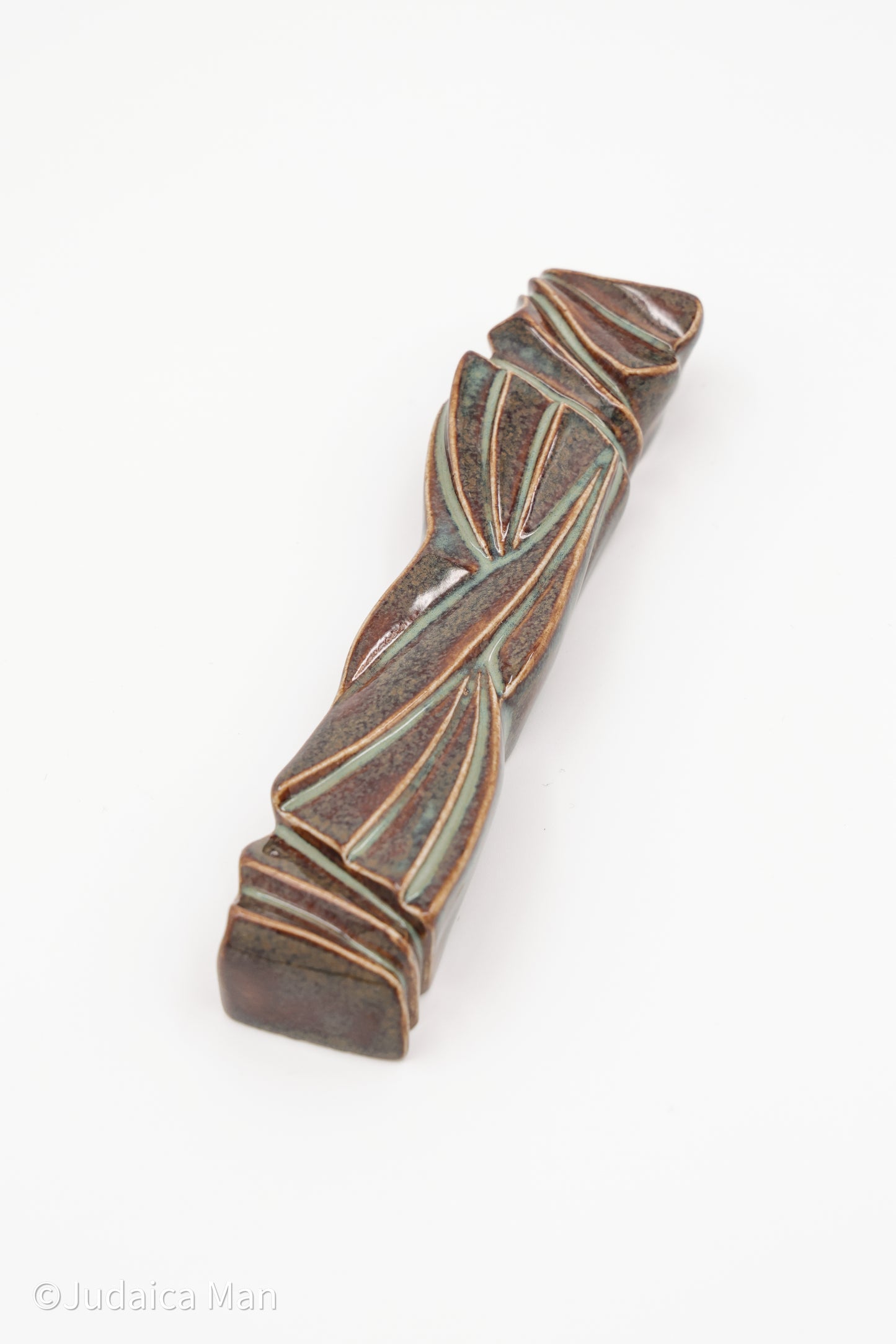 Ceramic mezuzah case "Sun Shin" marine blue color