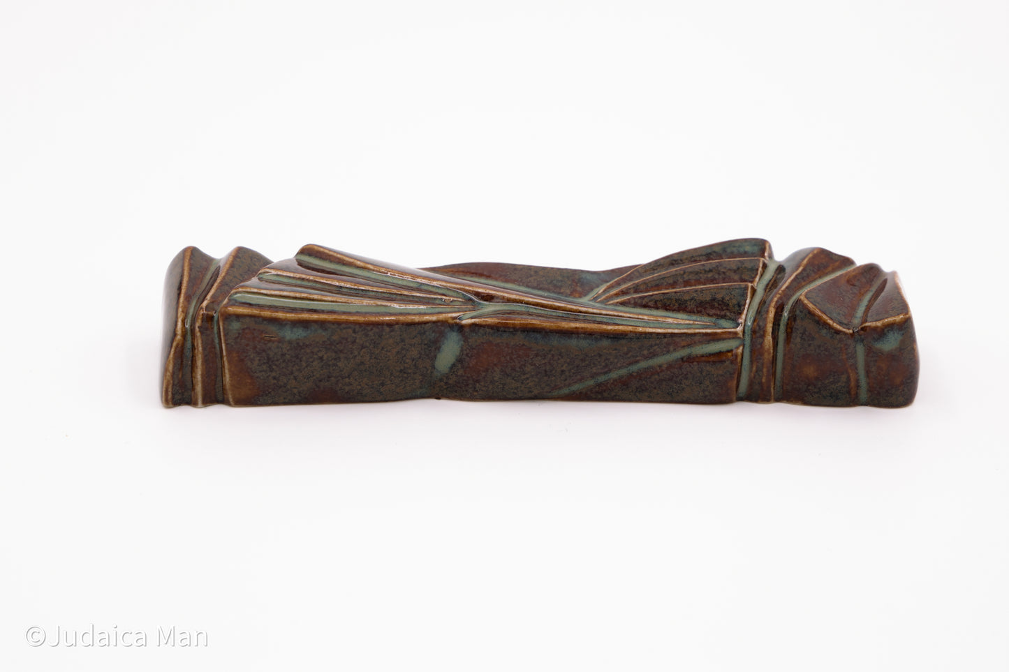 Ceramic mezuzah case "Sun Shin" marine blue color