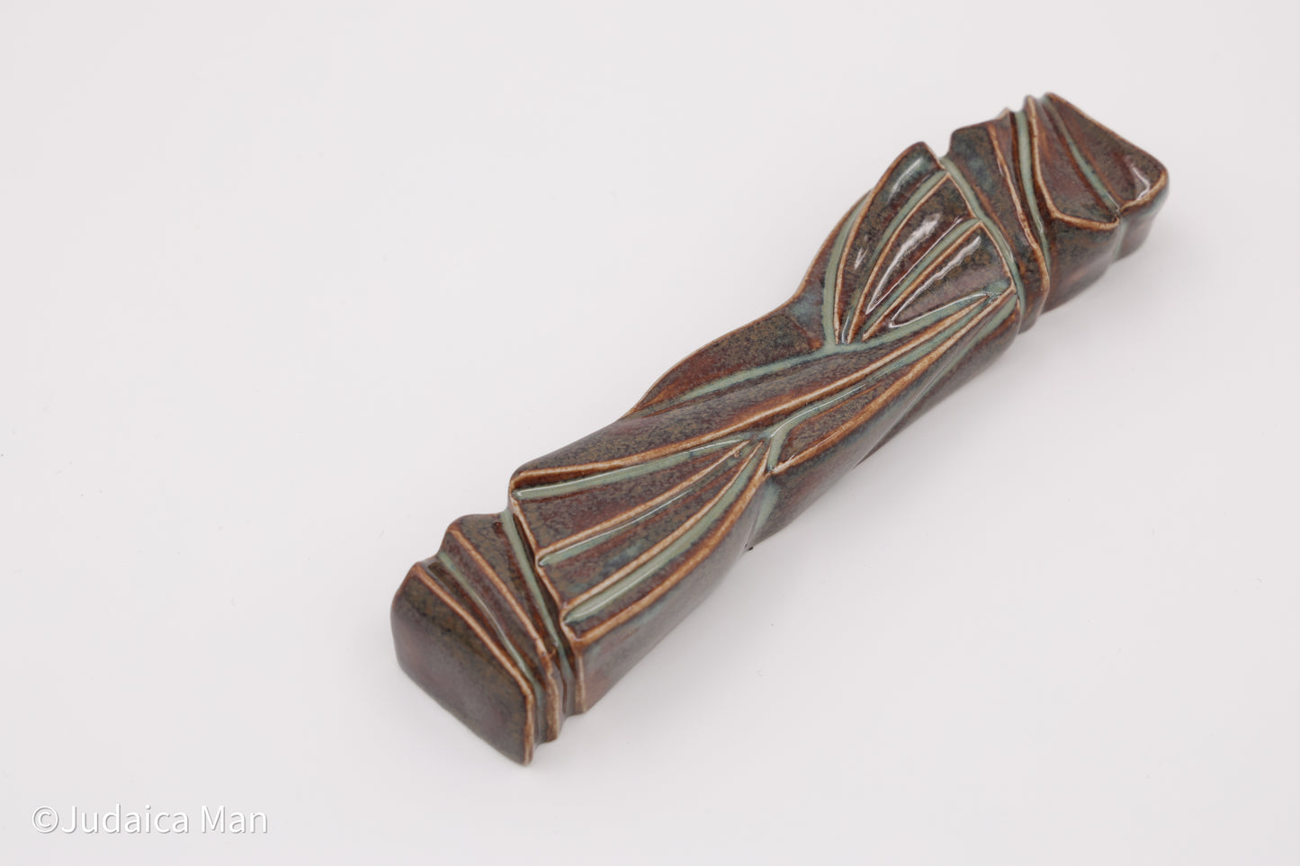 Ceramic mezuzah case "Sun Shin" marine blue color
