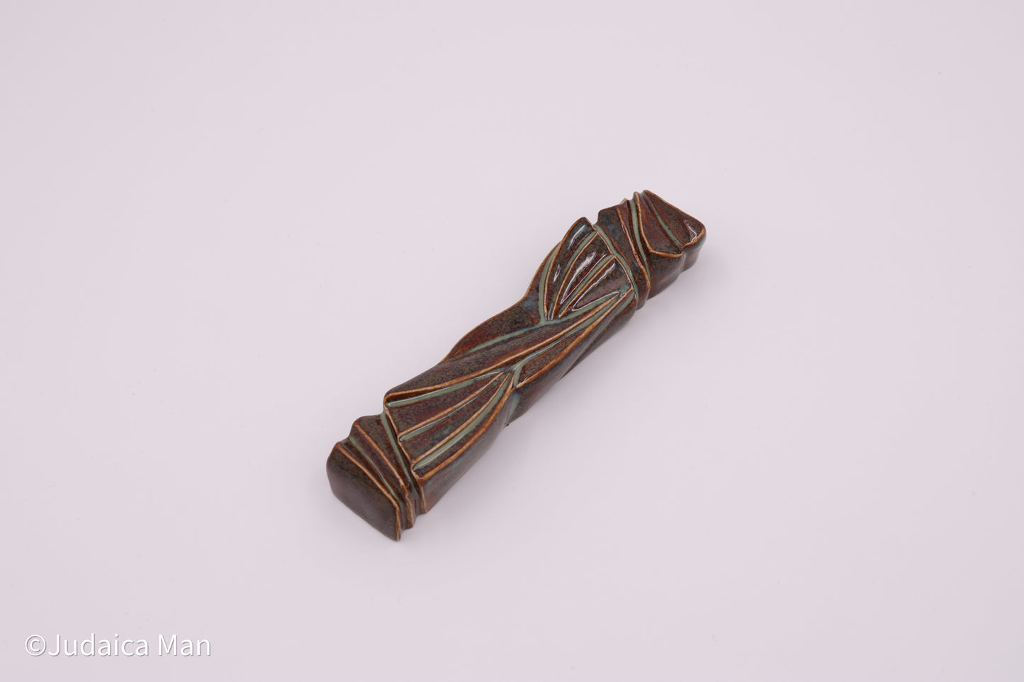 Ceramic mezuzah case "Sun Shin" marine blue color