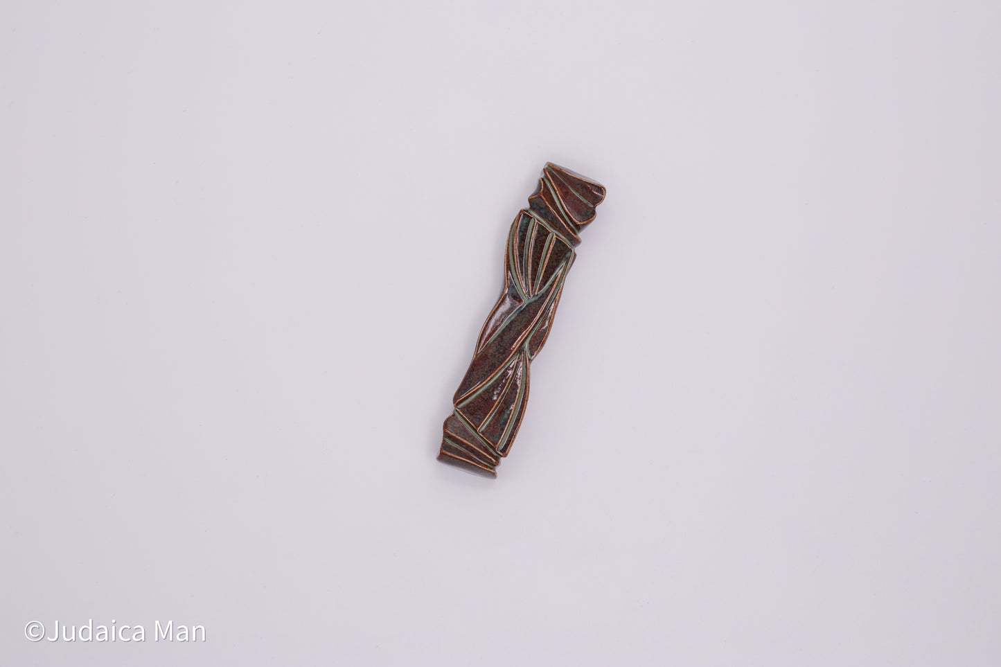 Ceramic mezuzah case "Sun Shin" marine blue color