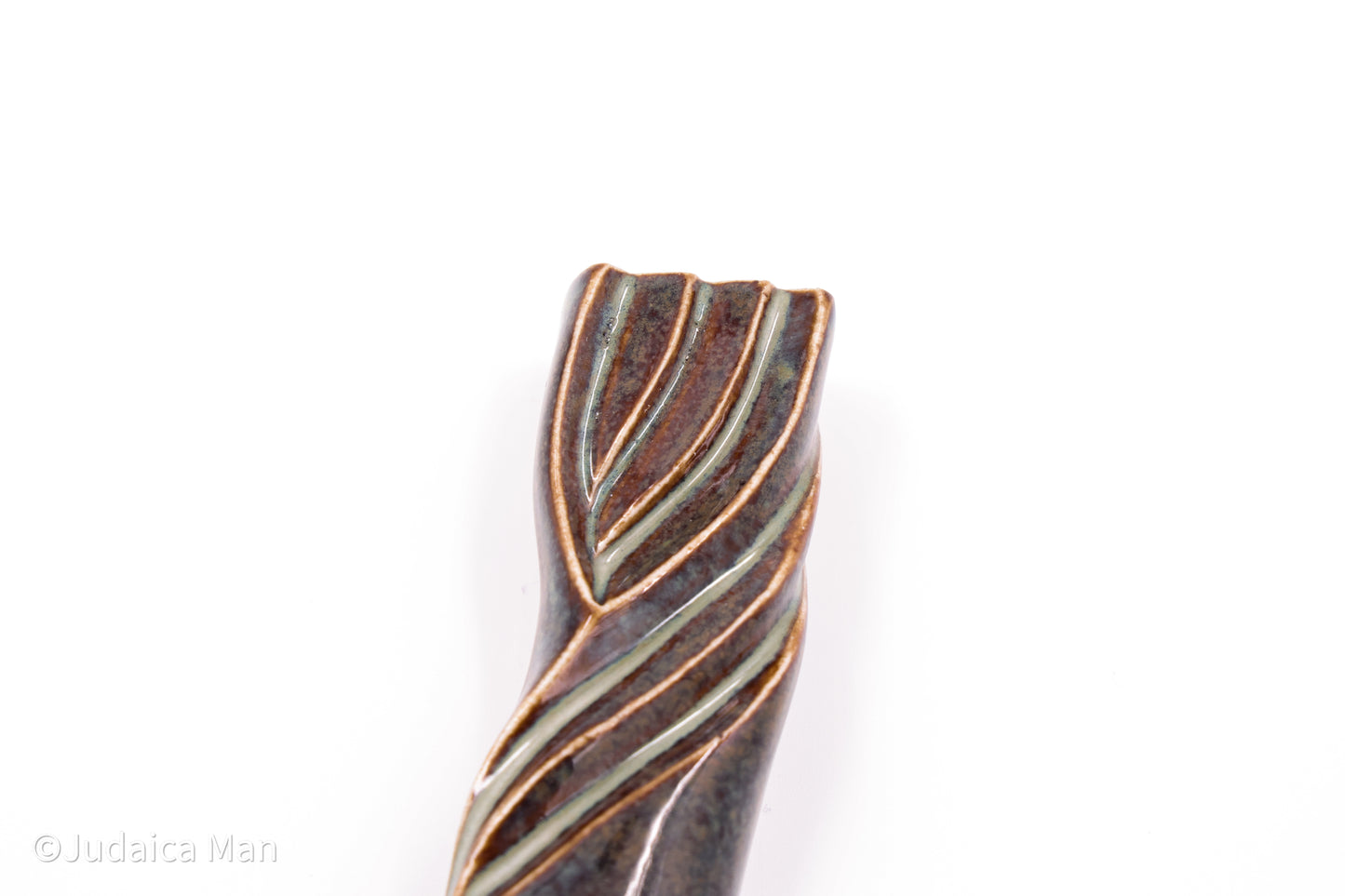Ceramic mezuzah case "Kalah- Bride" blue brown color