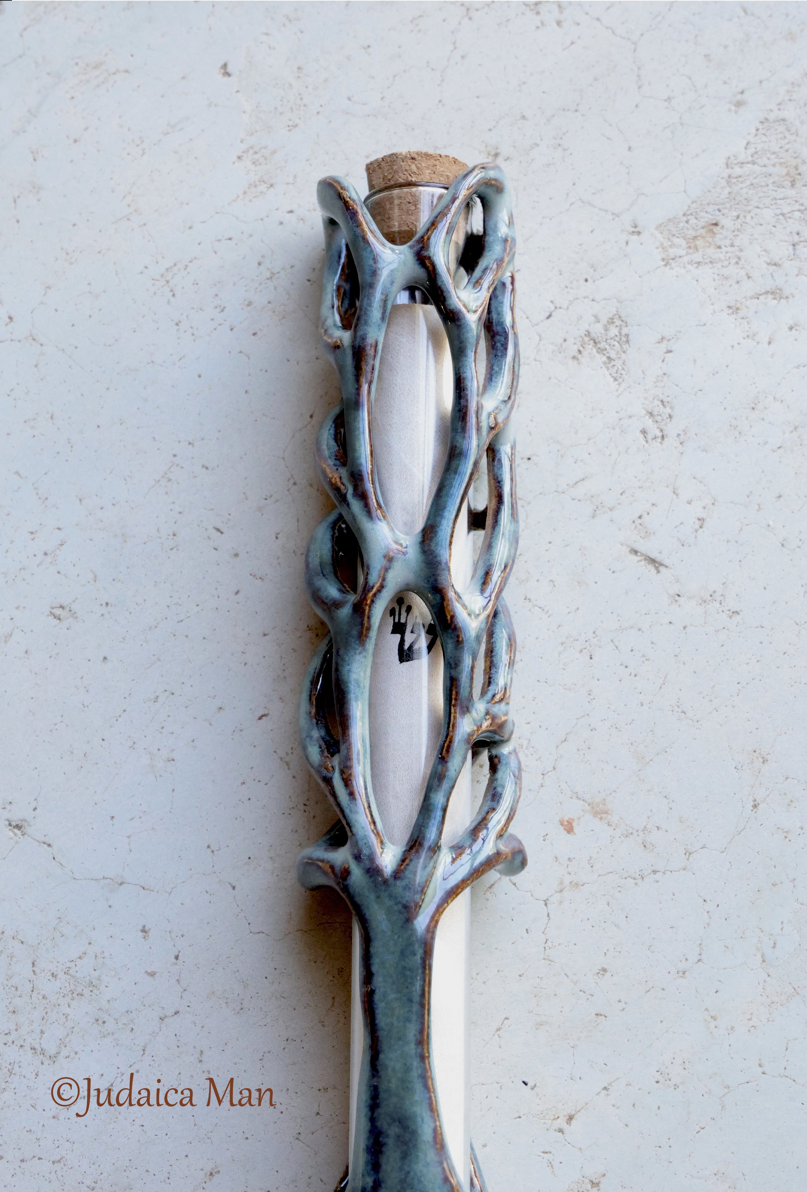 Ceramic mezuzah "Tree of life" unique piece handmade