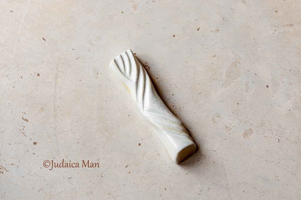 Ceramic mezuzah case "Kalah- Bride" pearl color