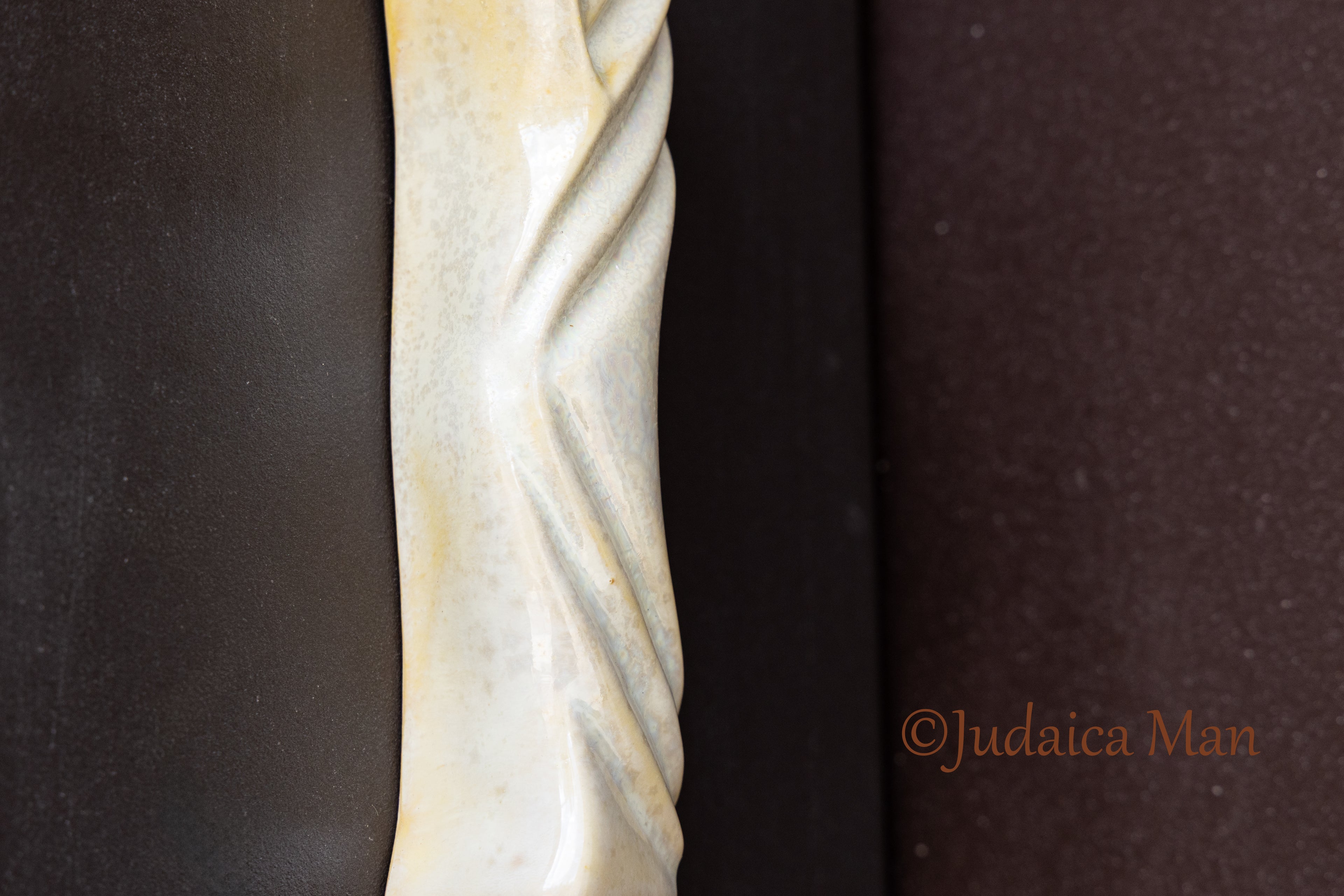 Ceramic mezuzah case "Kalah- Bride" pearl color