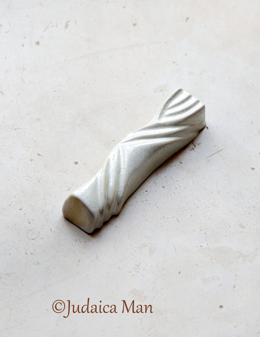 Ceramic mezuzah case "Kalah- Bride" pearl color