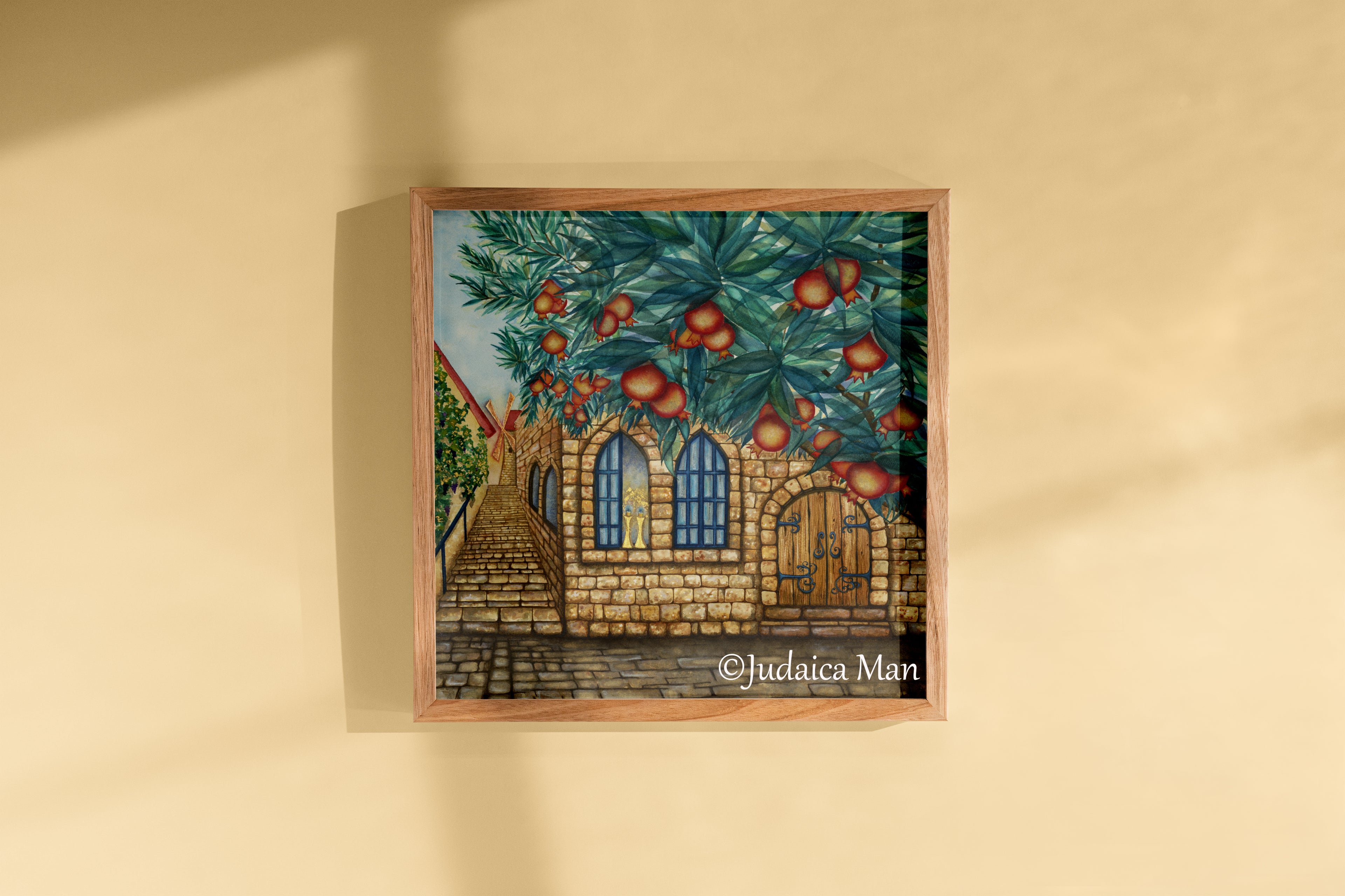 "Jerusalem of Gold" watercolor painting with 24K Gold and Copper