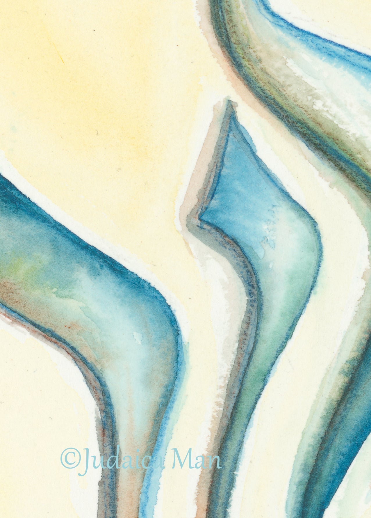 Hebrew watercolor calligraphy “Shalom" with light