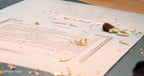 Jewish wedding ketubah "Shalom" with gold and silver leaf