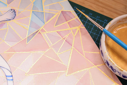 Ketubah "Smashing the glass" vitrage - Hand painted with gold 24 K