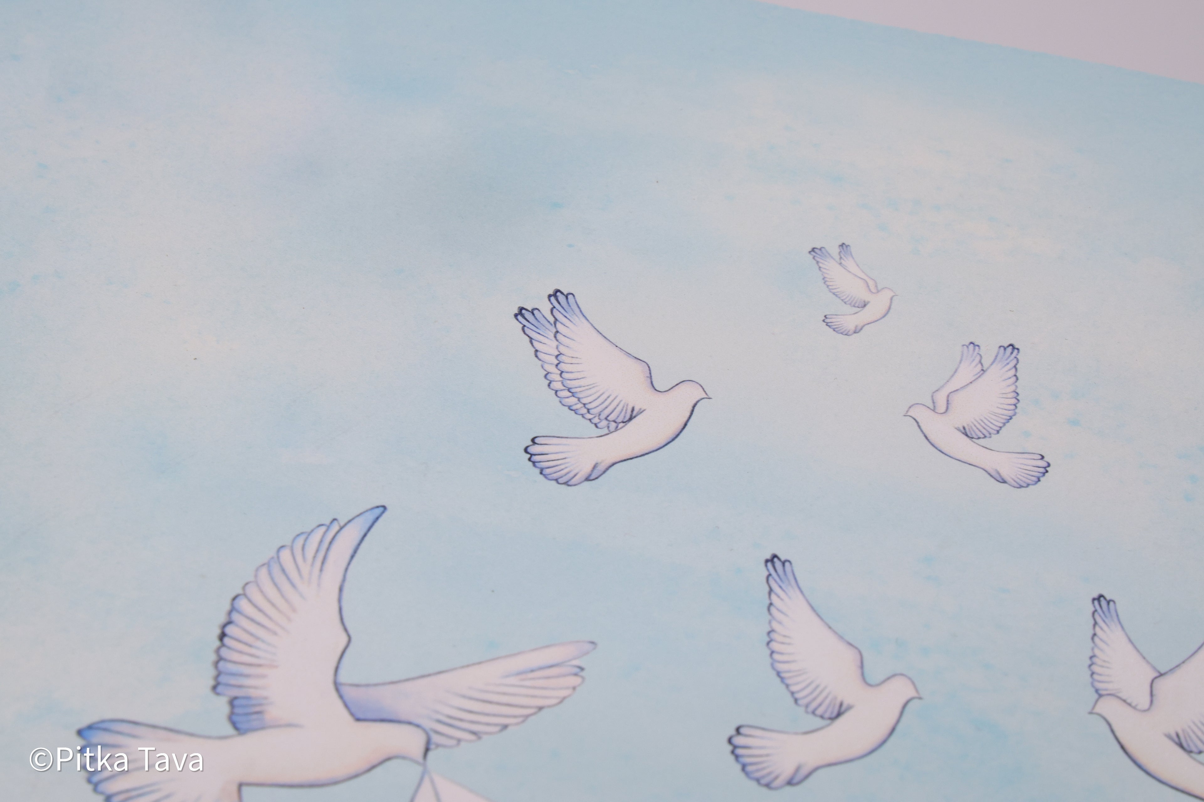 Jewish wedding ketubah "Shalom" with gold and silver leaf