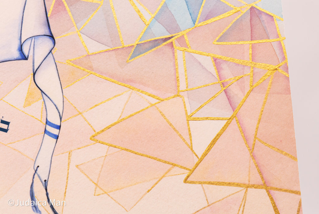 Ketubah "Smashing the glass" vitrage - Hand painted with gold 24 K