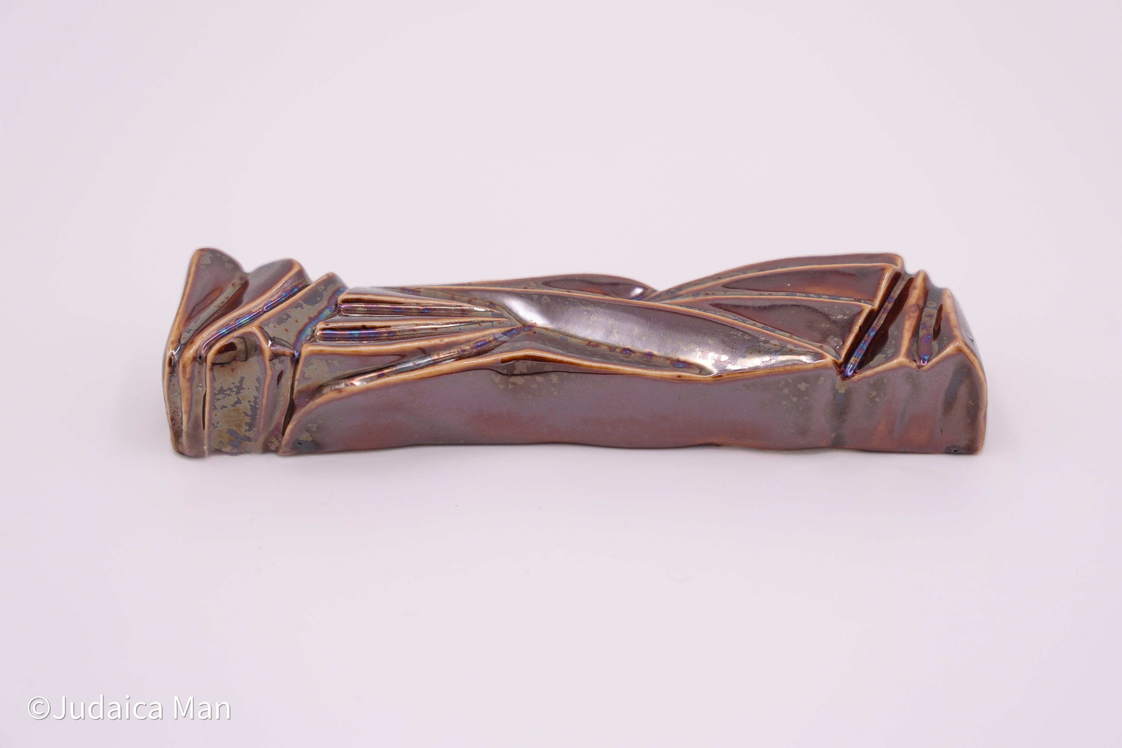 Set of 3 Ceramic mezuzah case "Kalah"+ "Shema"+ "Sun shin"  brown shiny color 15% off