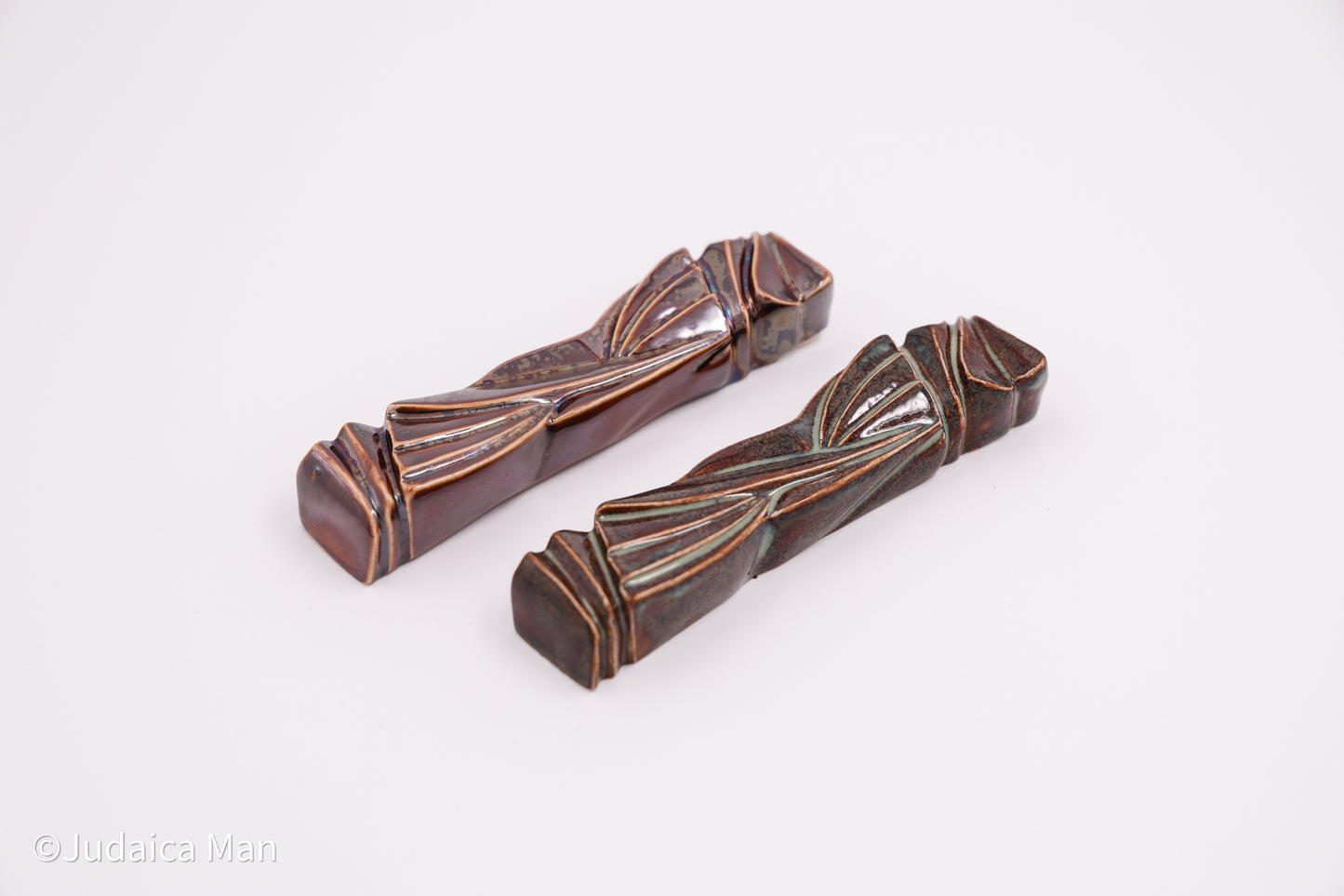Ceramic mezuzah case "Sun Shin" marine blue color