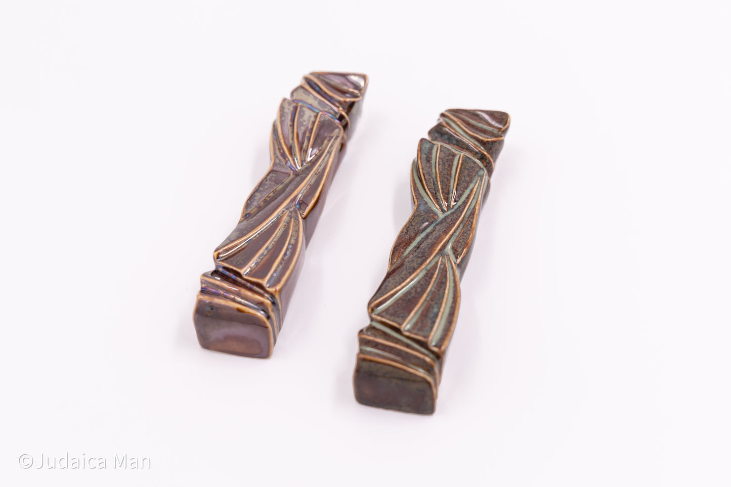 Ceramic mezuzah case "Sun Shin" marine blue color