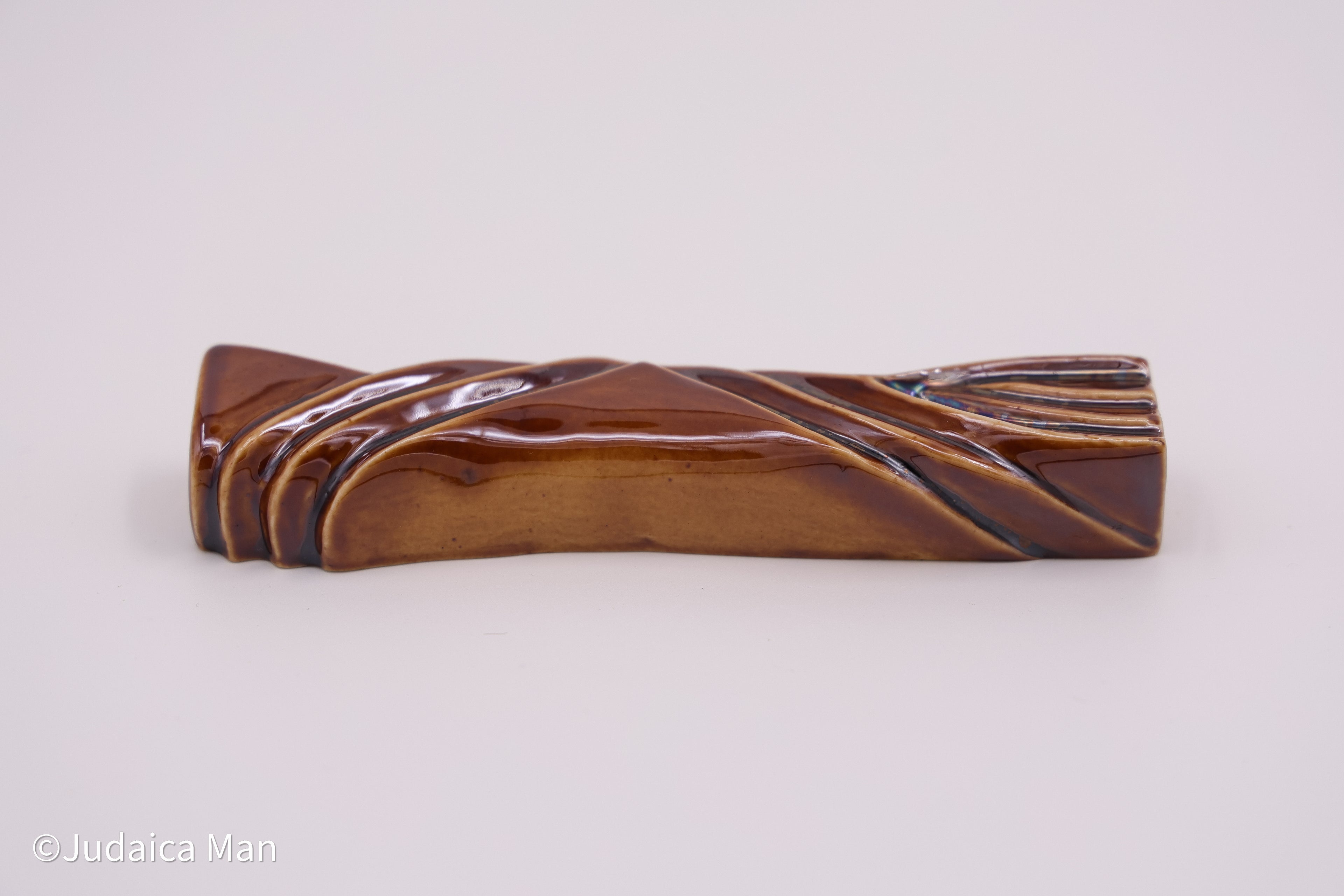 Ceramic mezuzah case "Kalah- Bride" brown shiny color