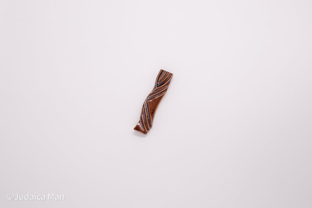 Ceramic mezuzah case "Kalah- Bride" brown color