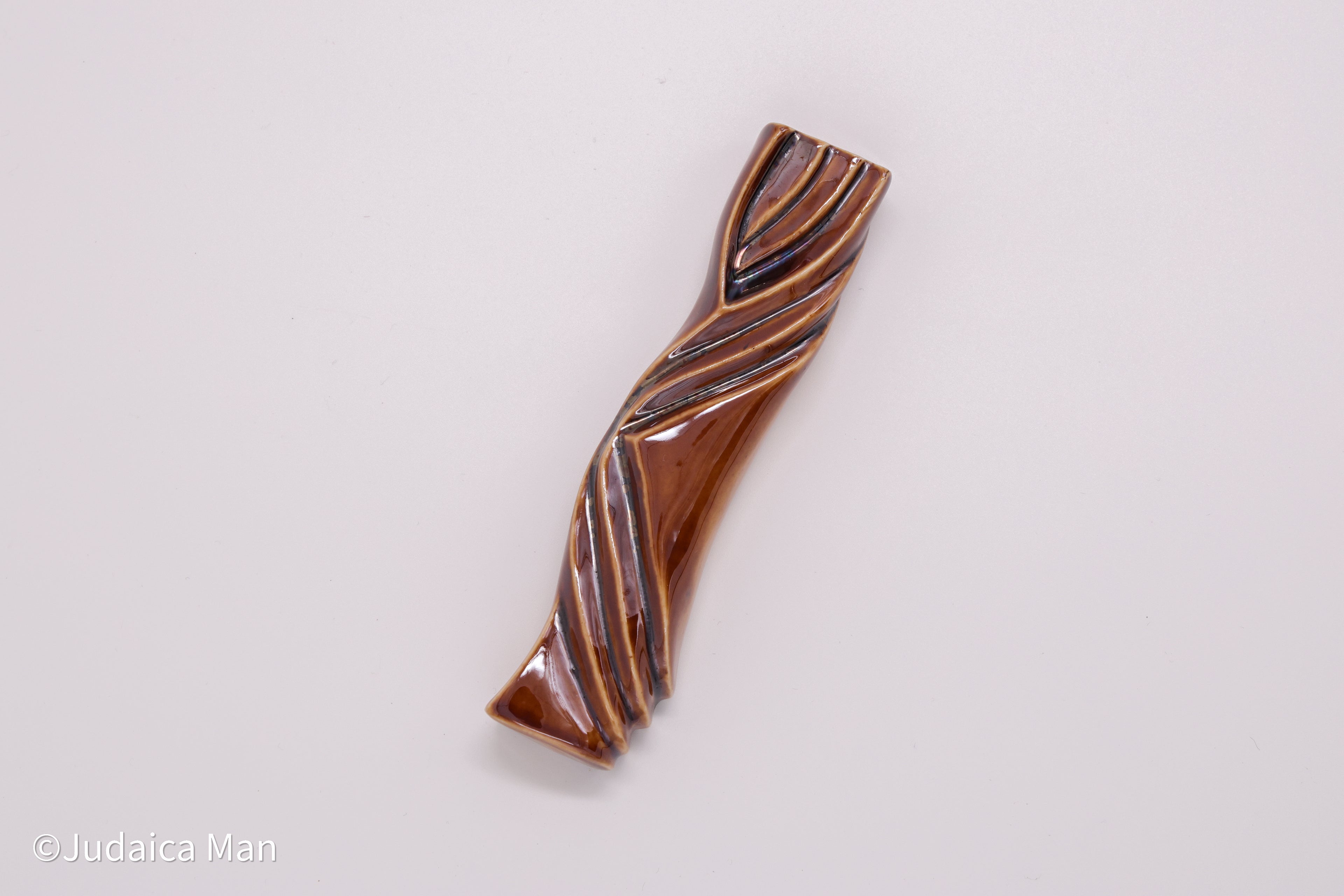 Set of 3 Ceramic mezuzah case "Kalah"+ "Shema"+ "Sun shin"  brown shiny color 15% off
