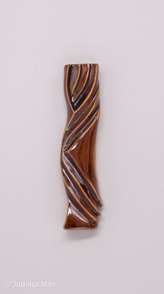 Ceramic mezuzah case "Kalah- Bride" brown shiny color