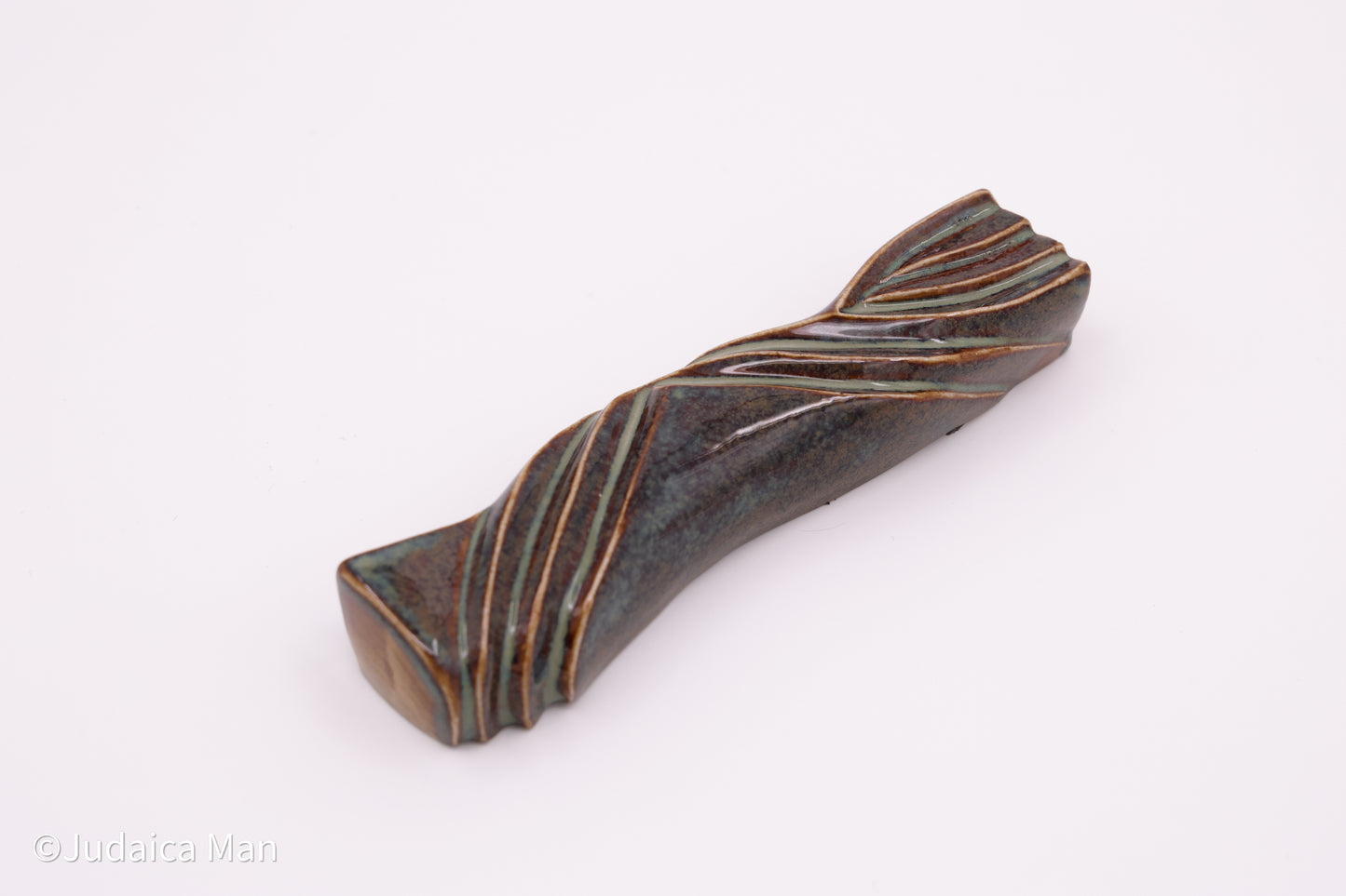 Ceramic mezuzah case "Kalah- Bride" blue brown color