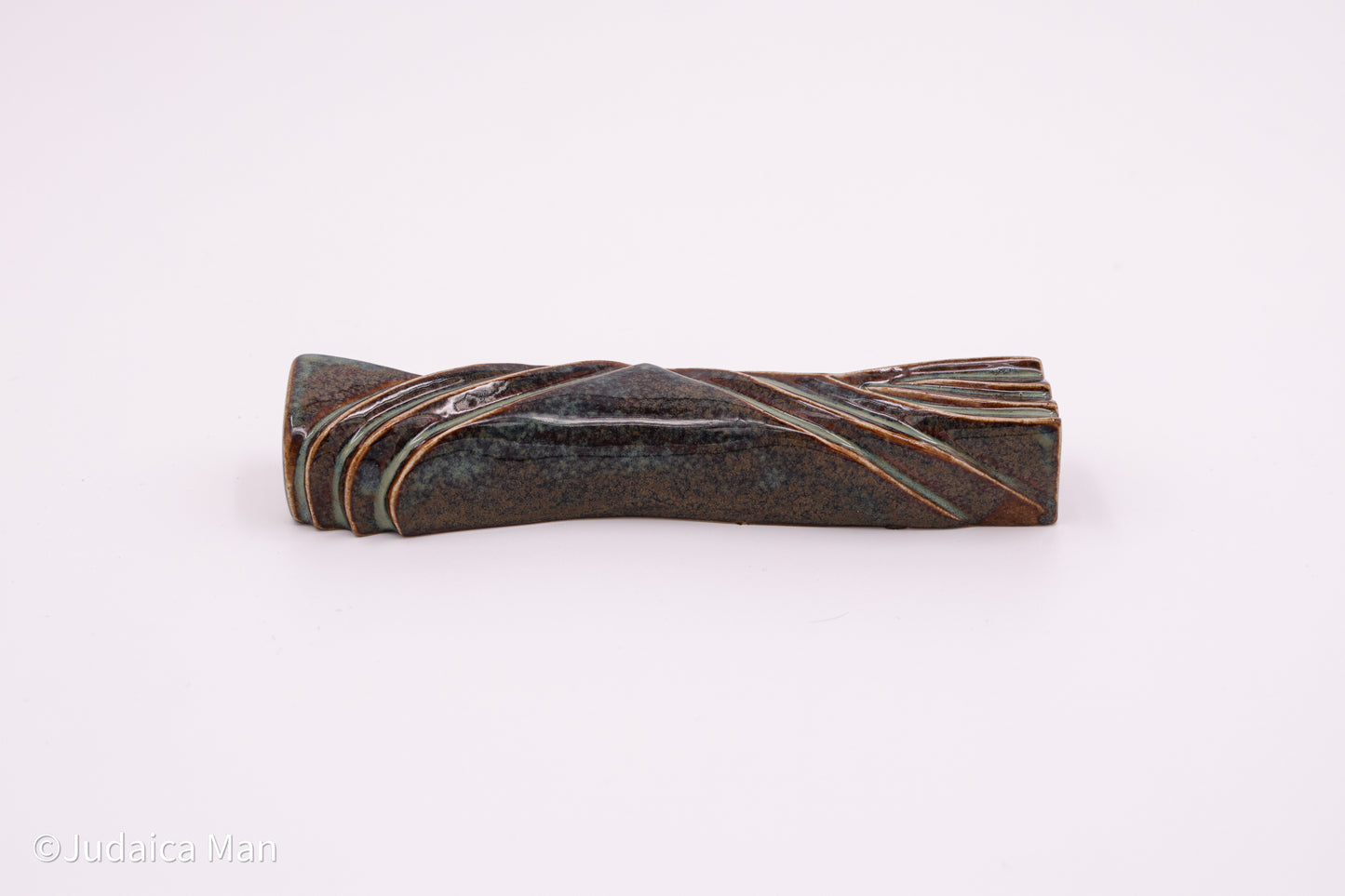 Ceramic mezuzah case "Kalah- Bride" blue brown color