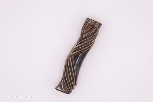 Ceramic mezuzah case "Kalah- Bride" blue brown color