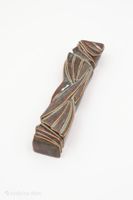 Ceramic mezuzah case "Sun Shin" marine blue color