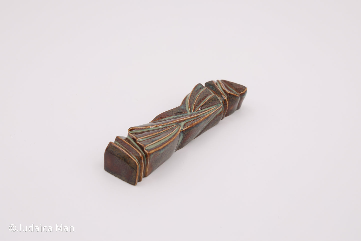 Ceramic mezuzah case "Sun Shin" marine blue color
