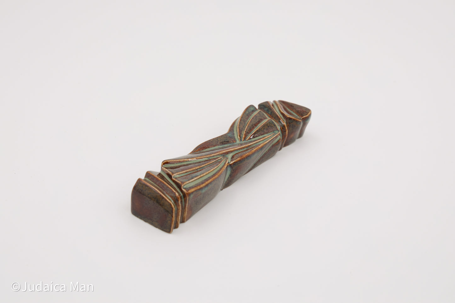 Ceramic mezuzah case "Sun Shin" marine blue color