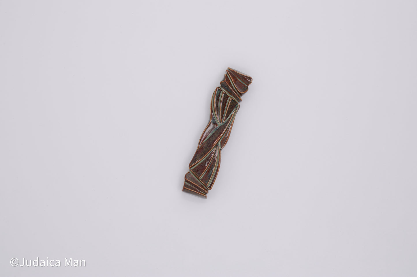 Ceramic mezuzah case "Sun Shin" marine blue color