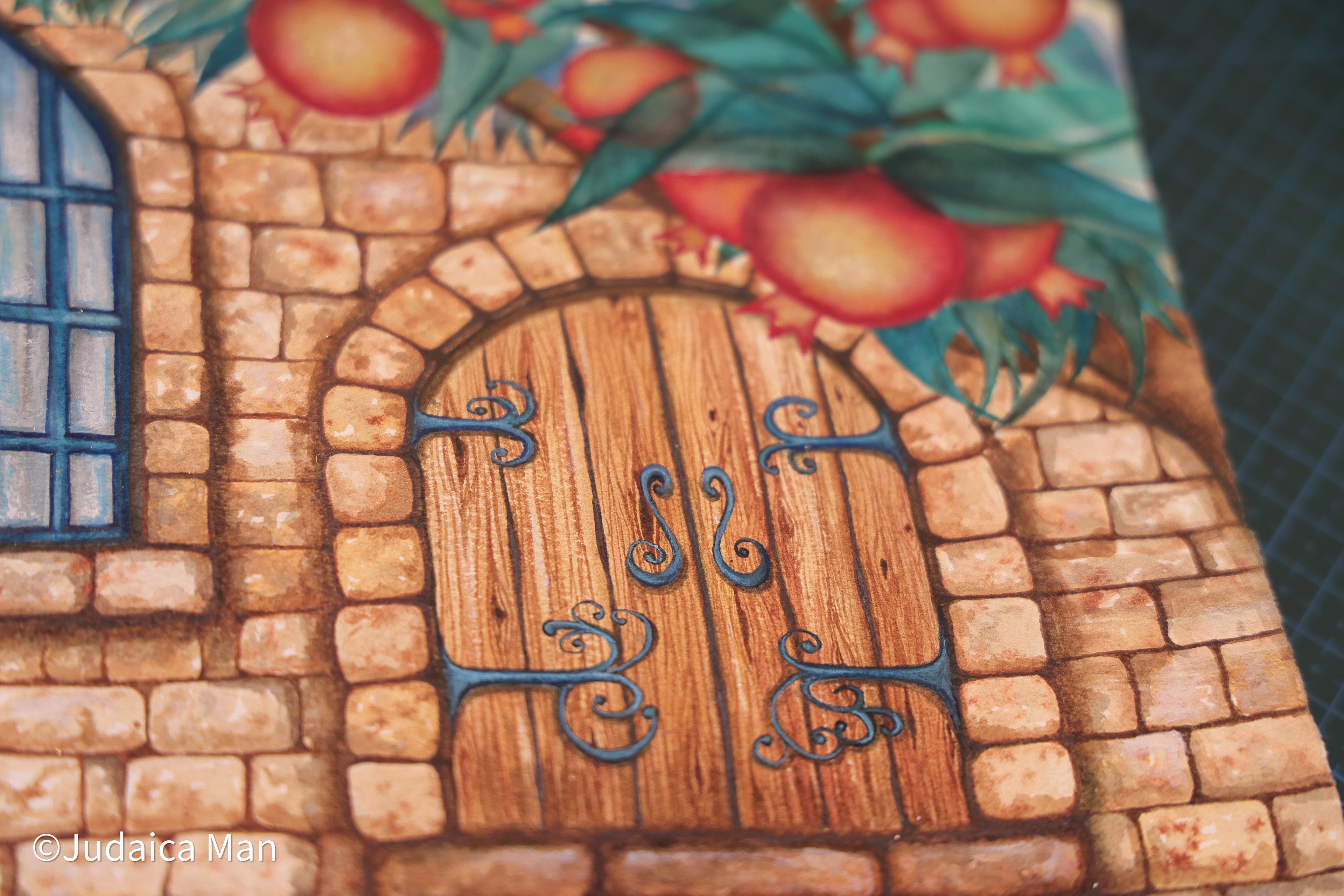 "Jerusalem of Gold" watercolor painting with 24K Gold and Copper