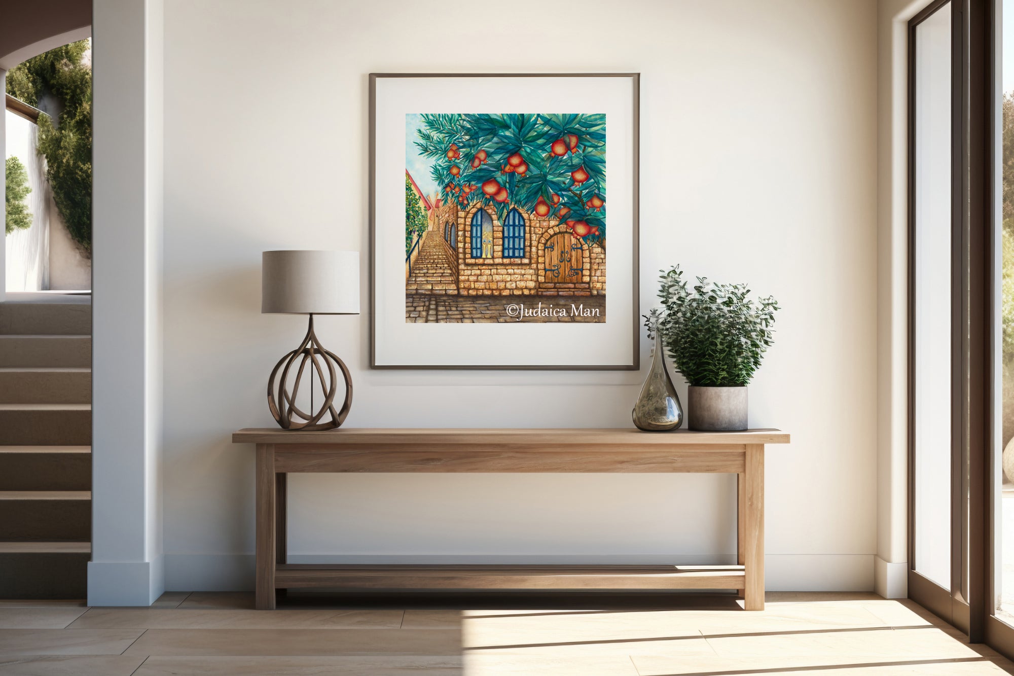 "Jerusalem of Gold" watercolor painting with 24K Gold and Copper