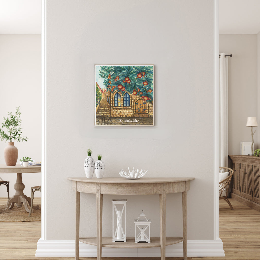 "Jerusalem of Gold" watercolor painting with 24K Gold and Copper