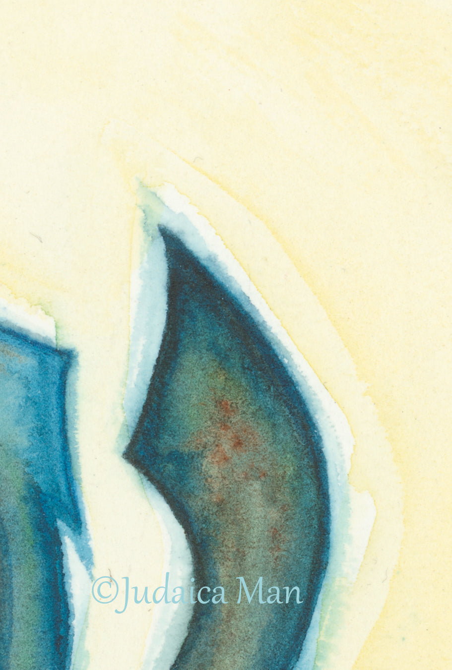 Hebrew watercolor calligraphy “Shalom" with light