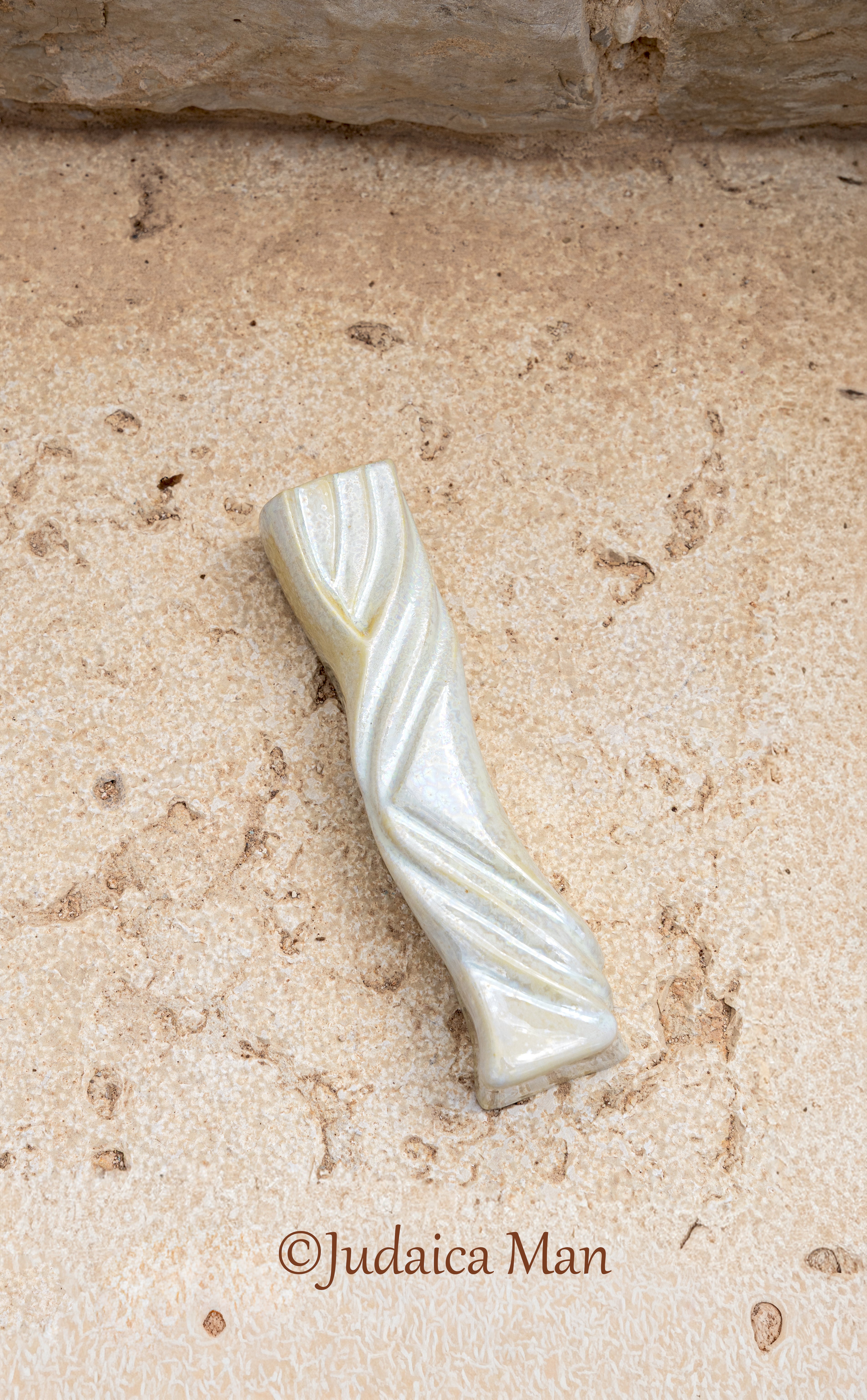 Ceramic mezuzah case "Kalah- Bride" pearl color
