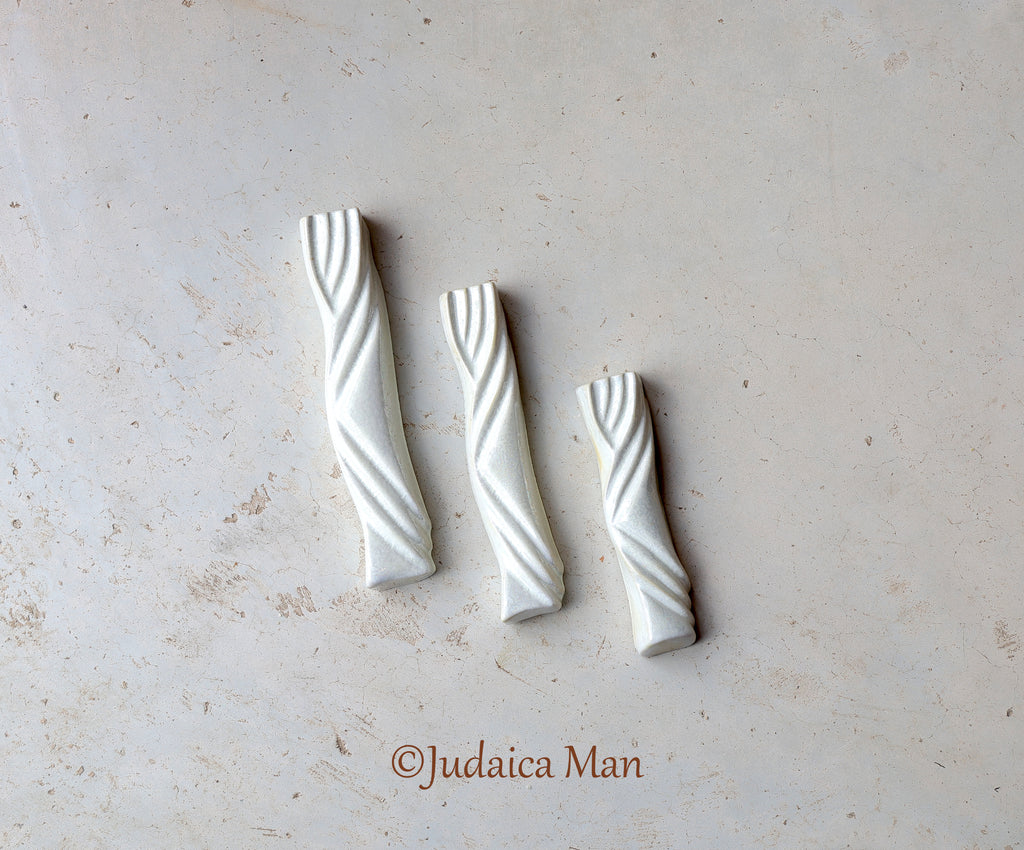 Ceramic mezuzah case "Kalah- Bride" pearl color