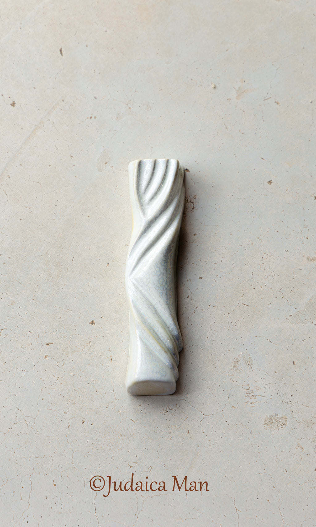 Ceramic mezuzah case "Kalah- Bride" pearl color