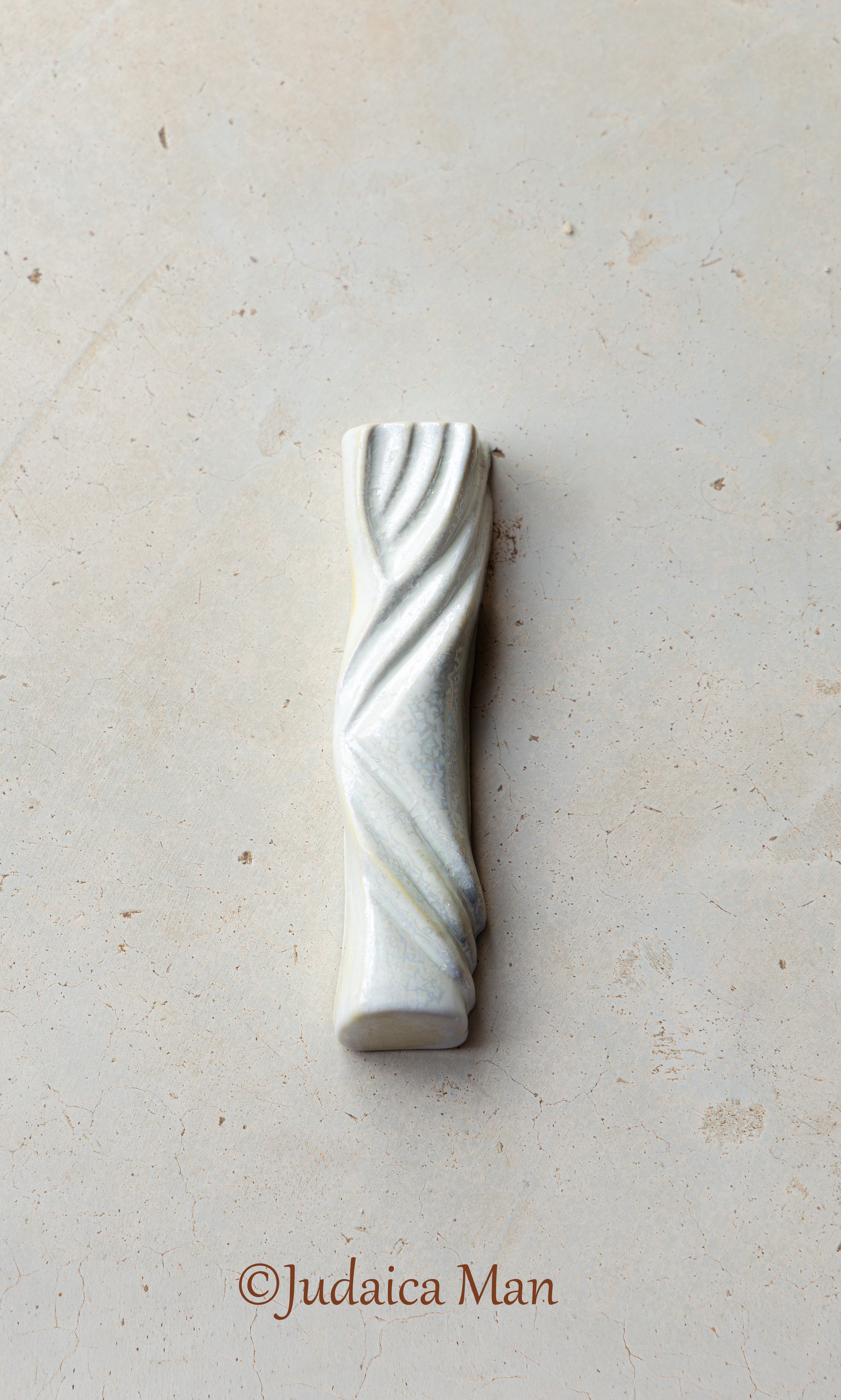 Ceramic mezuzah case "Kalah- Bride" pearl color