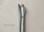 Ceramic mezuzah case with glass tube blue color