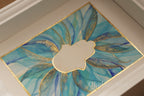 Hamsa watercolor blue and Gold handmade painting protection for Jewish home