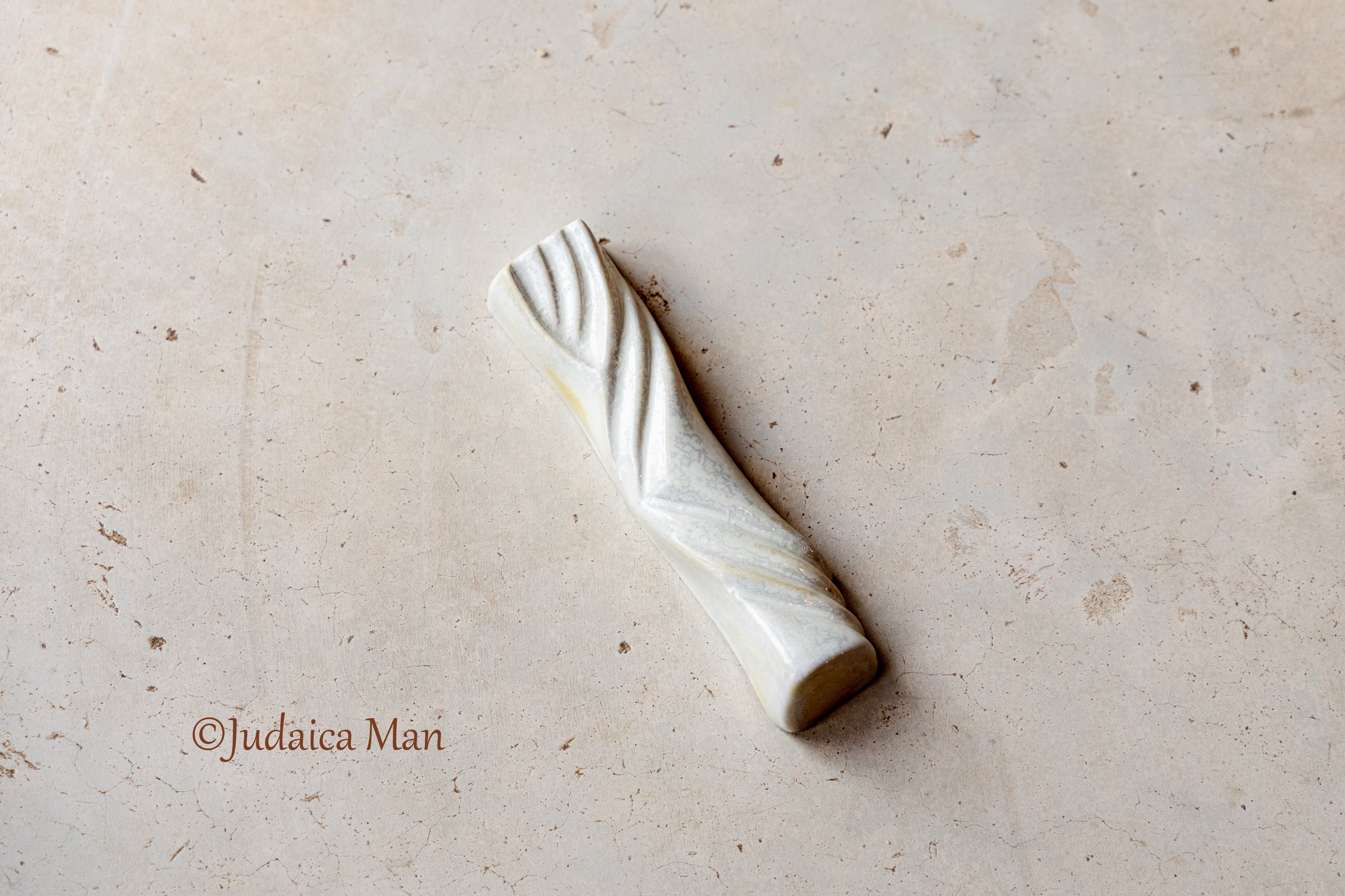 Ceramic mezuzah case "Kalah- Bride" pearl color