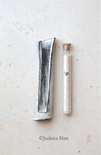 Ceramic mezuzah case with glass tube cream color